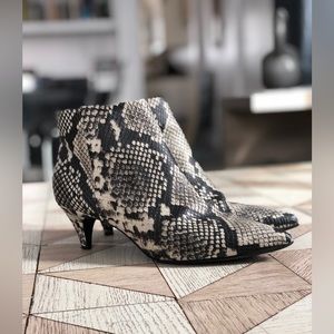 Circus by Sam Edelman, Kirby Snake-print Kitten Heel Pointed Toe Booties, 6.5